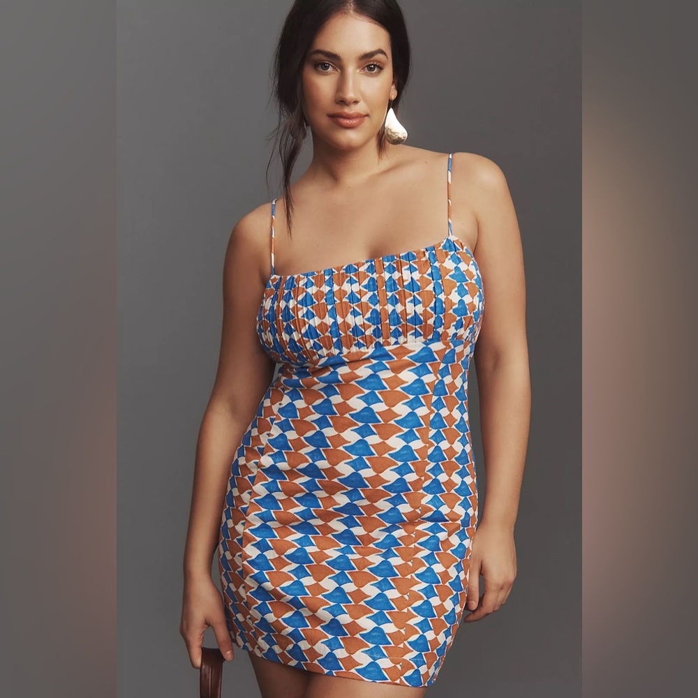 💜Anthropologie Maeve Ophelia Sleeveless Linen Slim Mini Dress | Size 14